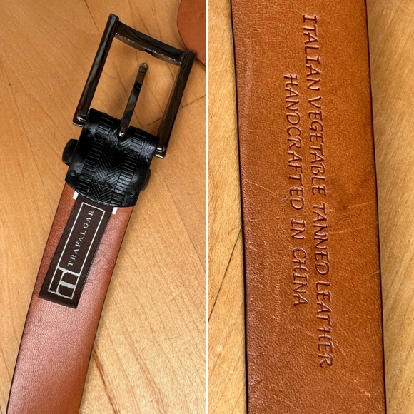 👔Italian Vegetable Tanned Leather | Trafalgar Belt | 36/90 | Black with Silver - Picture 15 of 17